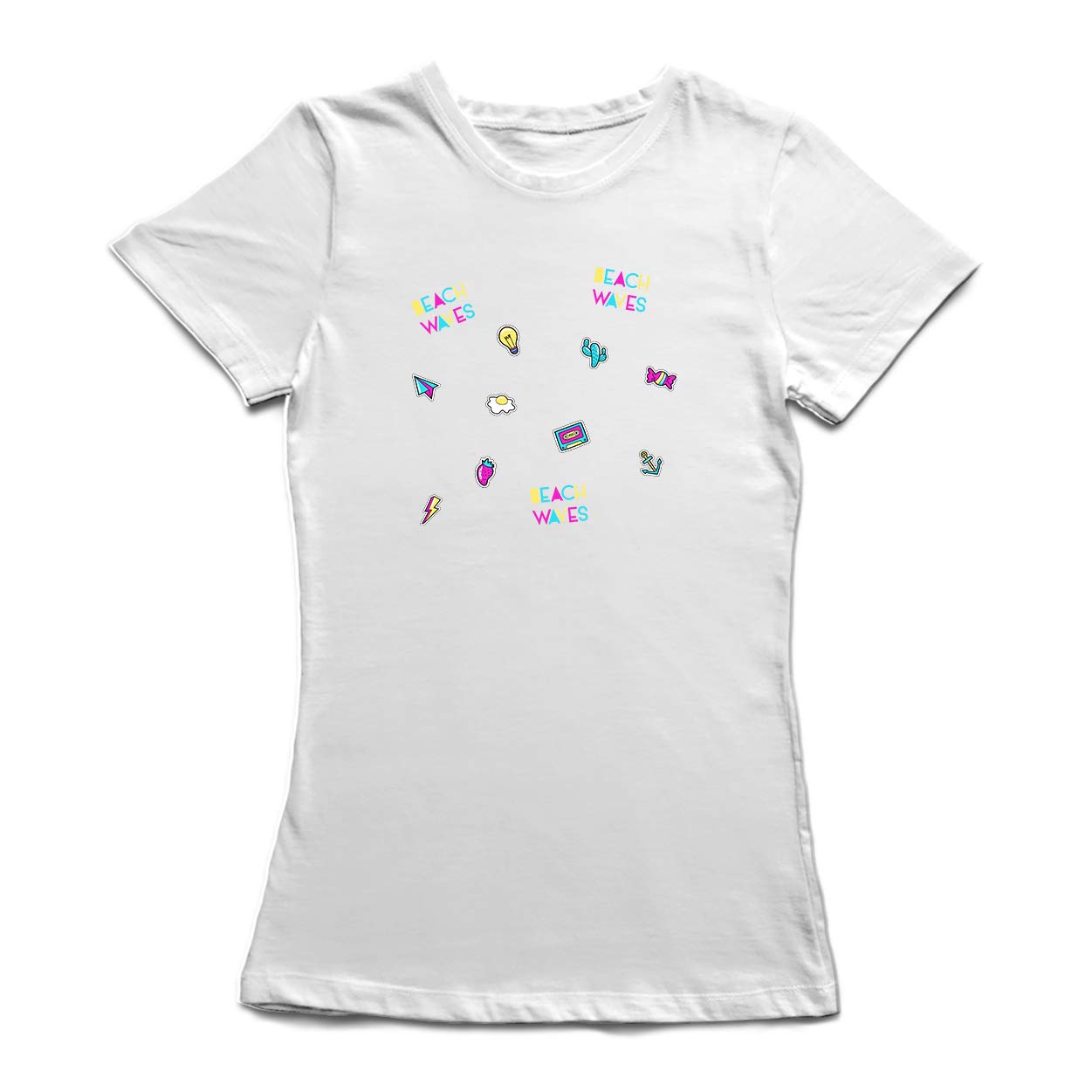 Women's Beach Waves Egg & Ideas Graphic T-Shirt - Casual Summer Tee for Women, Perfect for Beach Outings, Vacations & Everyday Wear