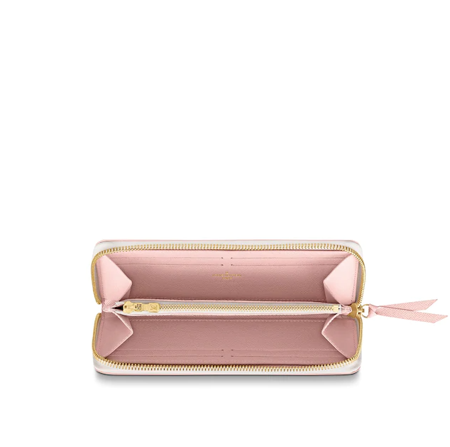 LV Clemence Wallet in Damier Azur Canvas with Rose Ballerine Interior - Perfect for Everyday Use and Travel Accessories
