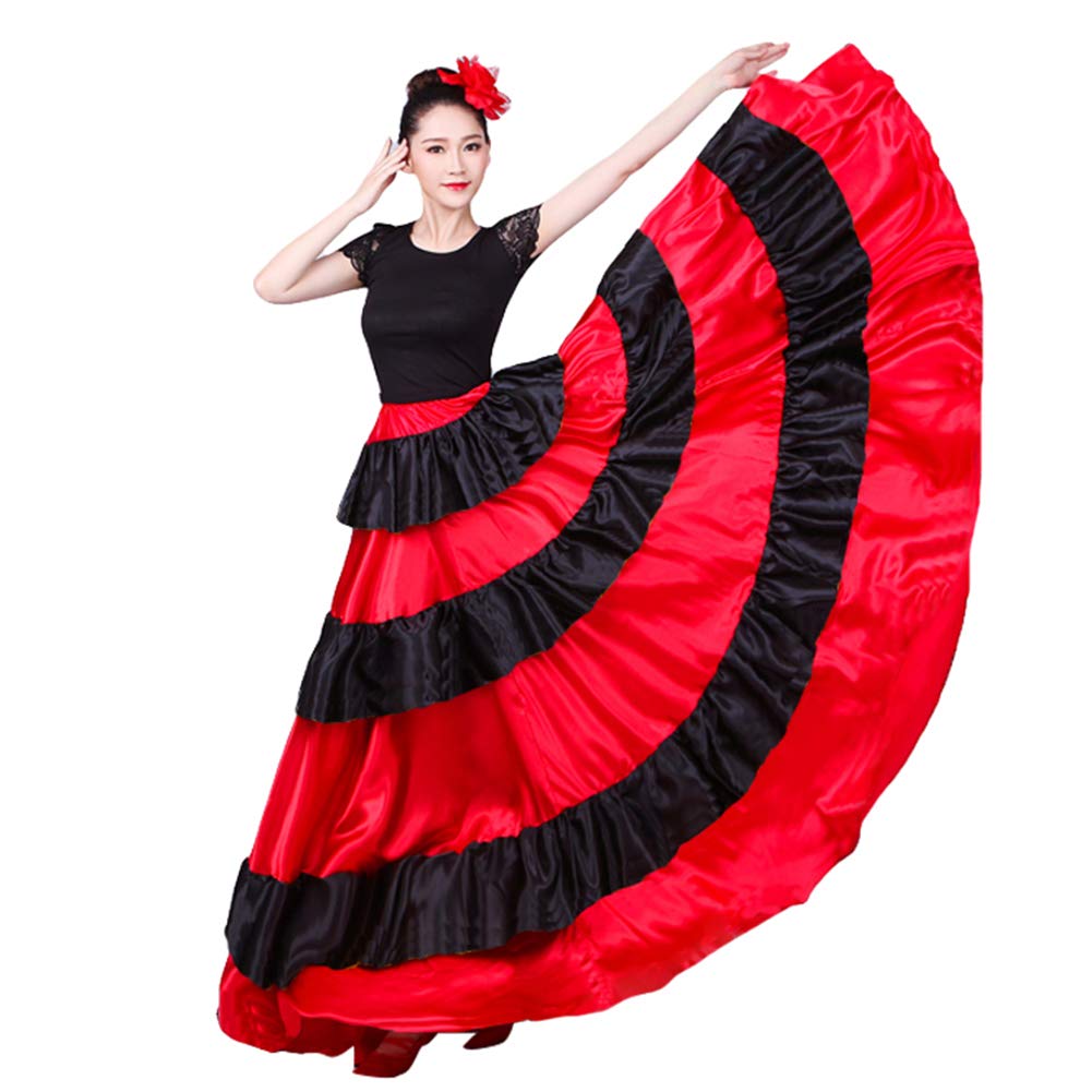 Lontakids Women's Spanish Bull Dance Skirt - Big Swing Flamenco Belly Dance Costume for Performances, Parties & Festivals