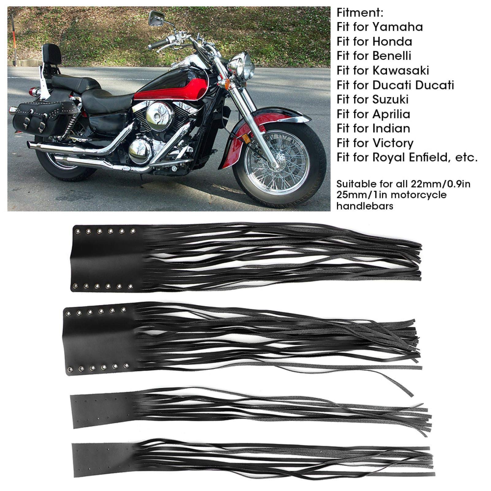 Universal Motorcycle Handlebar Tassel Grips - 7/8in & 1in Brake Cover for Cruiser Bikes