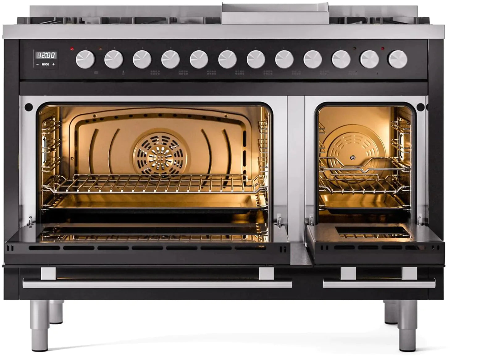ILVE 48 Inch Professional Plus II Freestanding Dual Fuel Range with 8 Sealed Burners - UP48FWMP - Perfect for Home Chefs & Commercial Kitchens