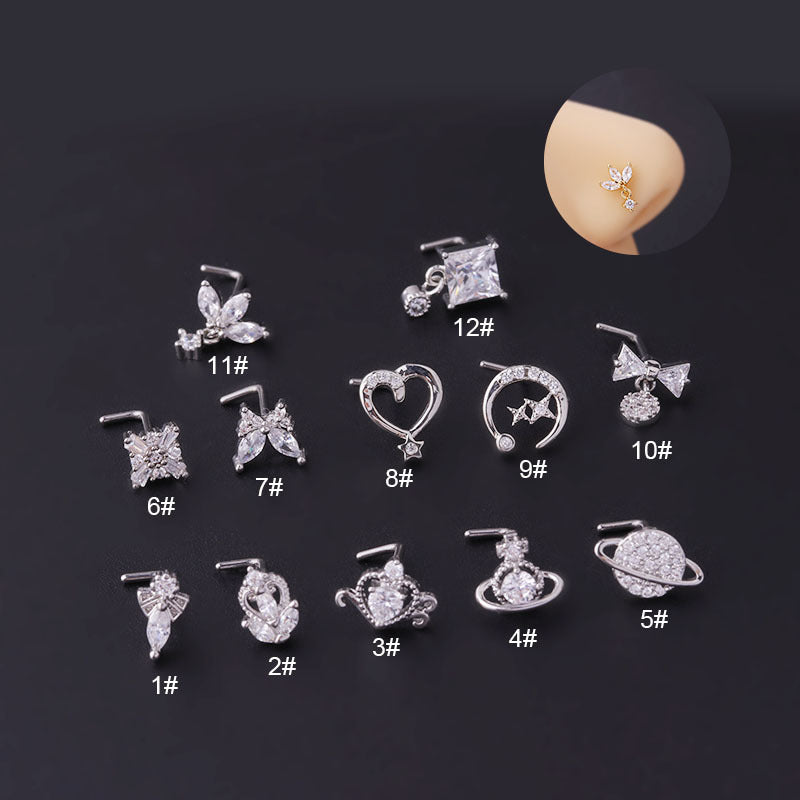 20G Small Dainty Nose Ring Stud Dangle Nose Piercing Jewelry for Women | HSPJ701 | Perfect for Everyday Wear, Parties & Special Occasions