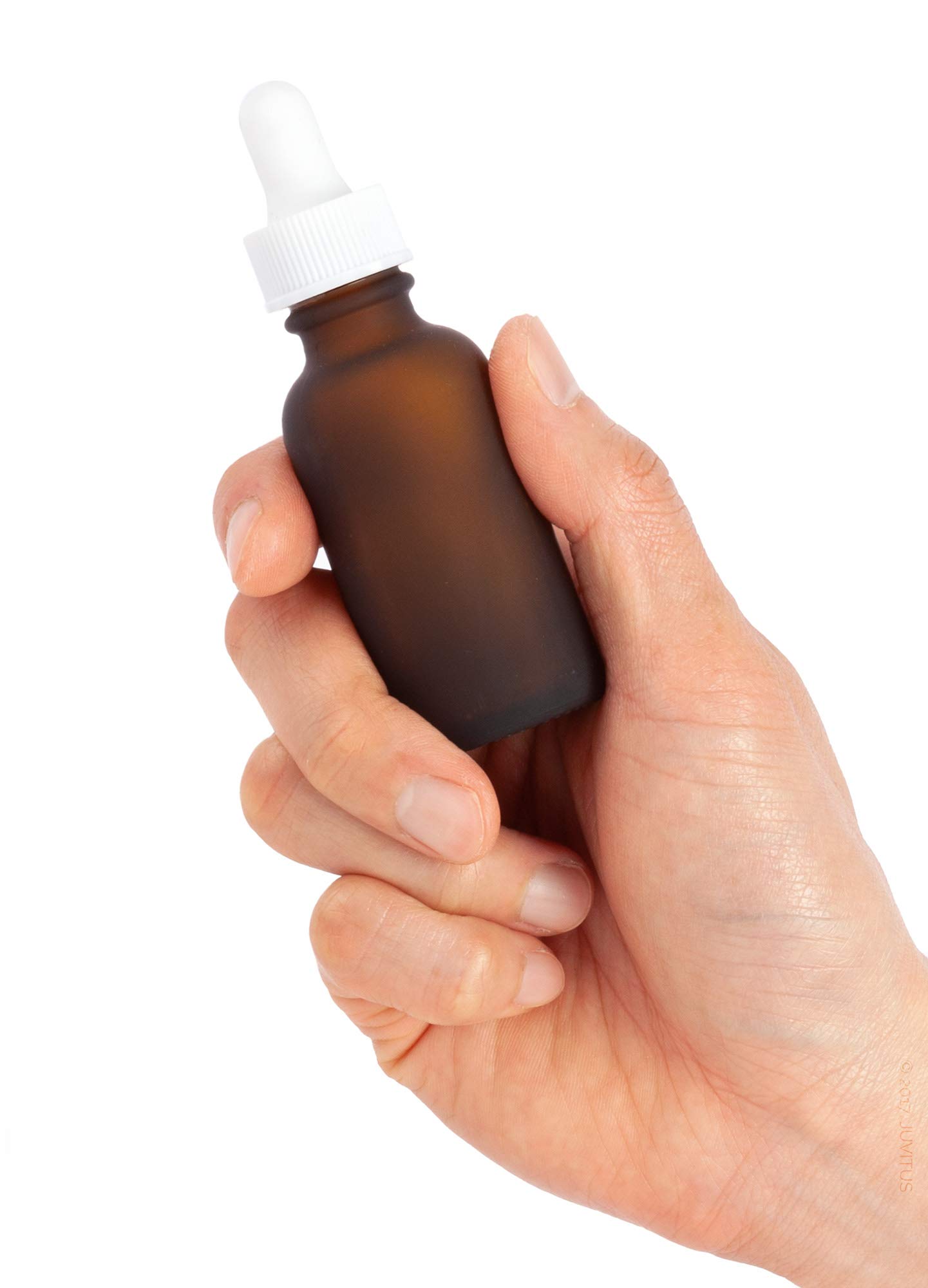 JUVITUS 1 oz (30 ml) Frosted Amber Glass Boston Round Bottle with White Dropper - 24 Pack + Bonus Funnel for Essential Oils, DIY Beauty, and Travel-Sized Liquids