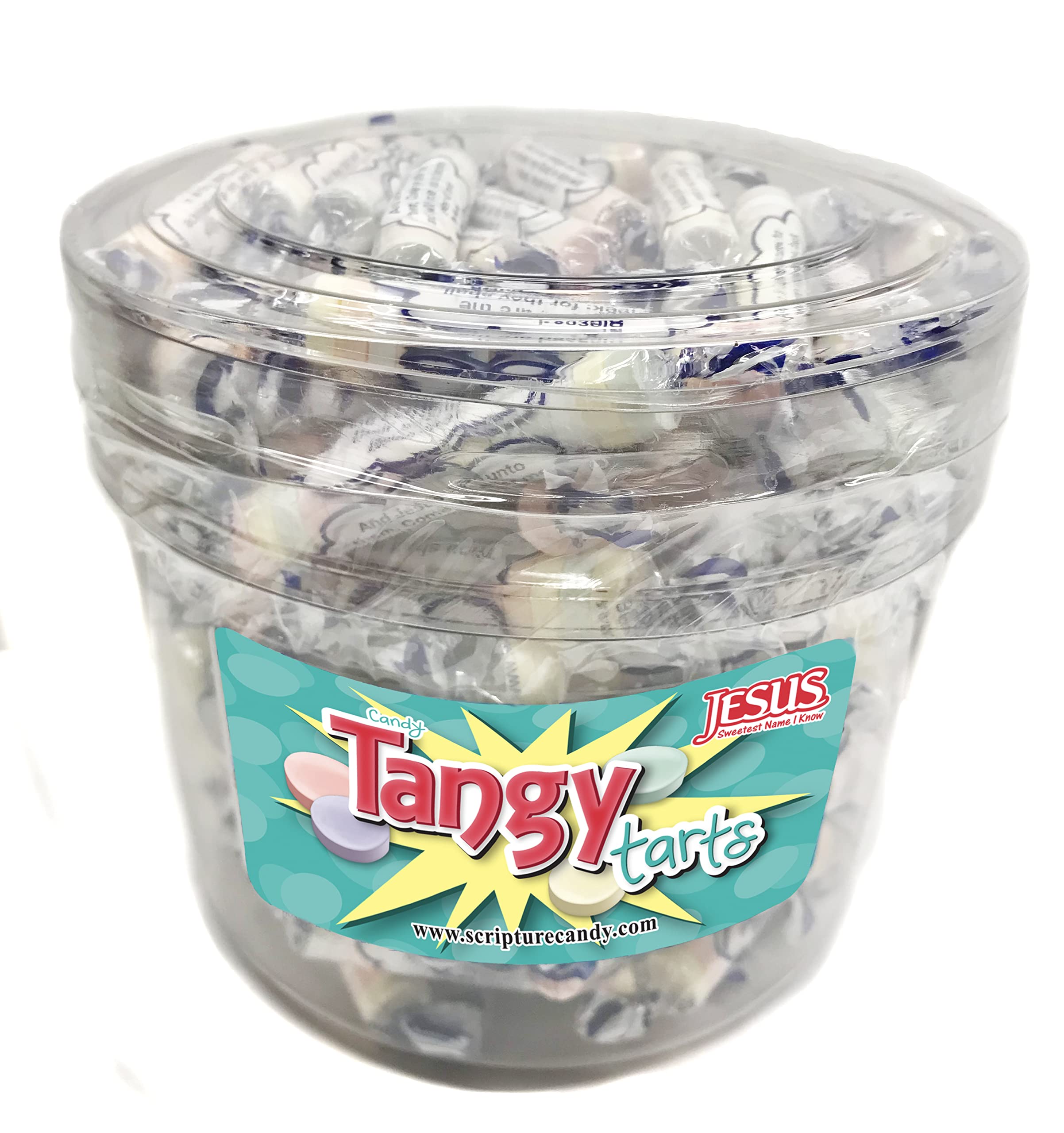 Scripture Candy - Tangy Tart Tub (120 Pieces) - Delicious Christian Candy for Bible Study, Church Events & Gift Giving