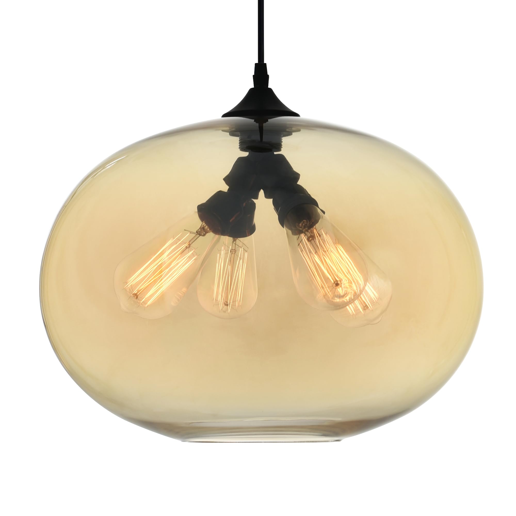 CWI Lighting 4-Light Glass Pendant Chandelier with Amber Finish - Perfect for Dining Room, Kitchen Island, and Modern Home Decor