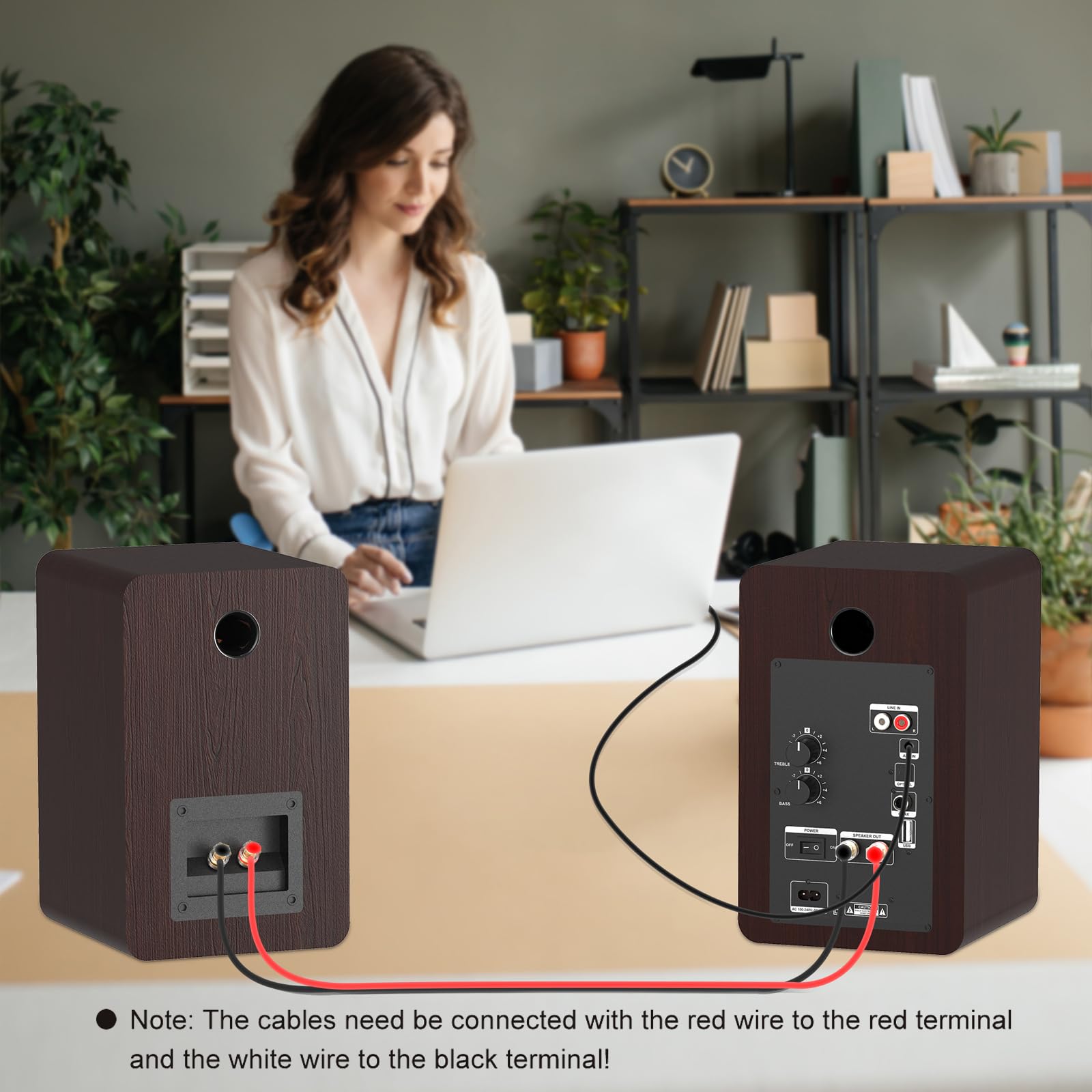 LONPOO 100W Active Bookshelf Speakers with Bluetooth, 4'' Woofer - Optical/Coaxial/RCA/USB/AUX Input for PC, TV, Turntable - LP42M Brown - Perfect for Home Office, Gaming & Music Listening