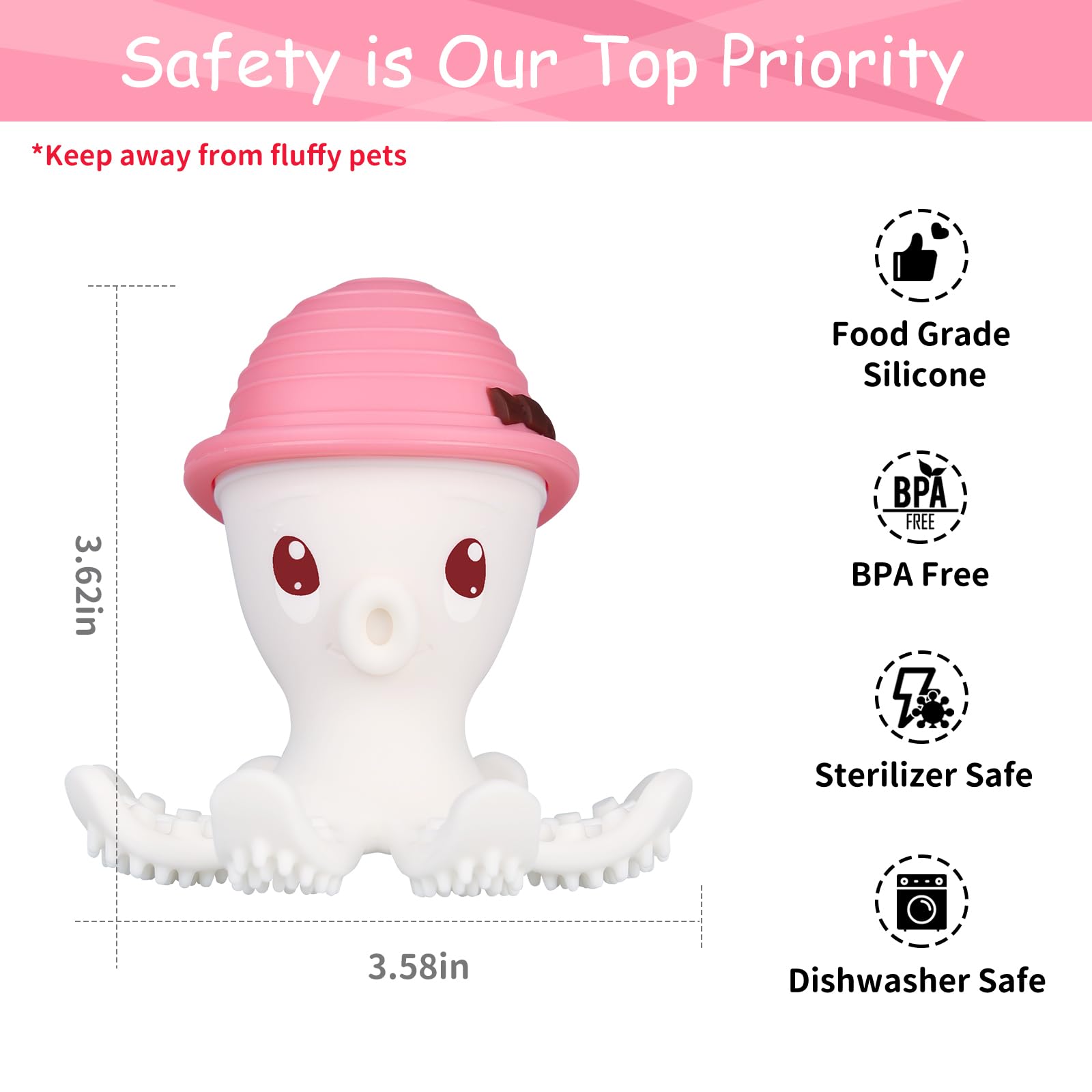 Best Baby Teething Toys for 3+ Months - Mombella Octopus Teether for Infants | Safe Food-Grade Silicone, BPA-Free | Soothing Chewing & Sucking Relief | Perfect Baby Shower Gift for Girls & Boys | Ideal for Home, Travel & Daycare Use