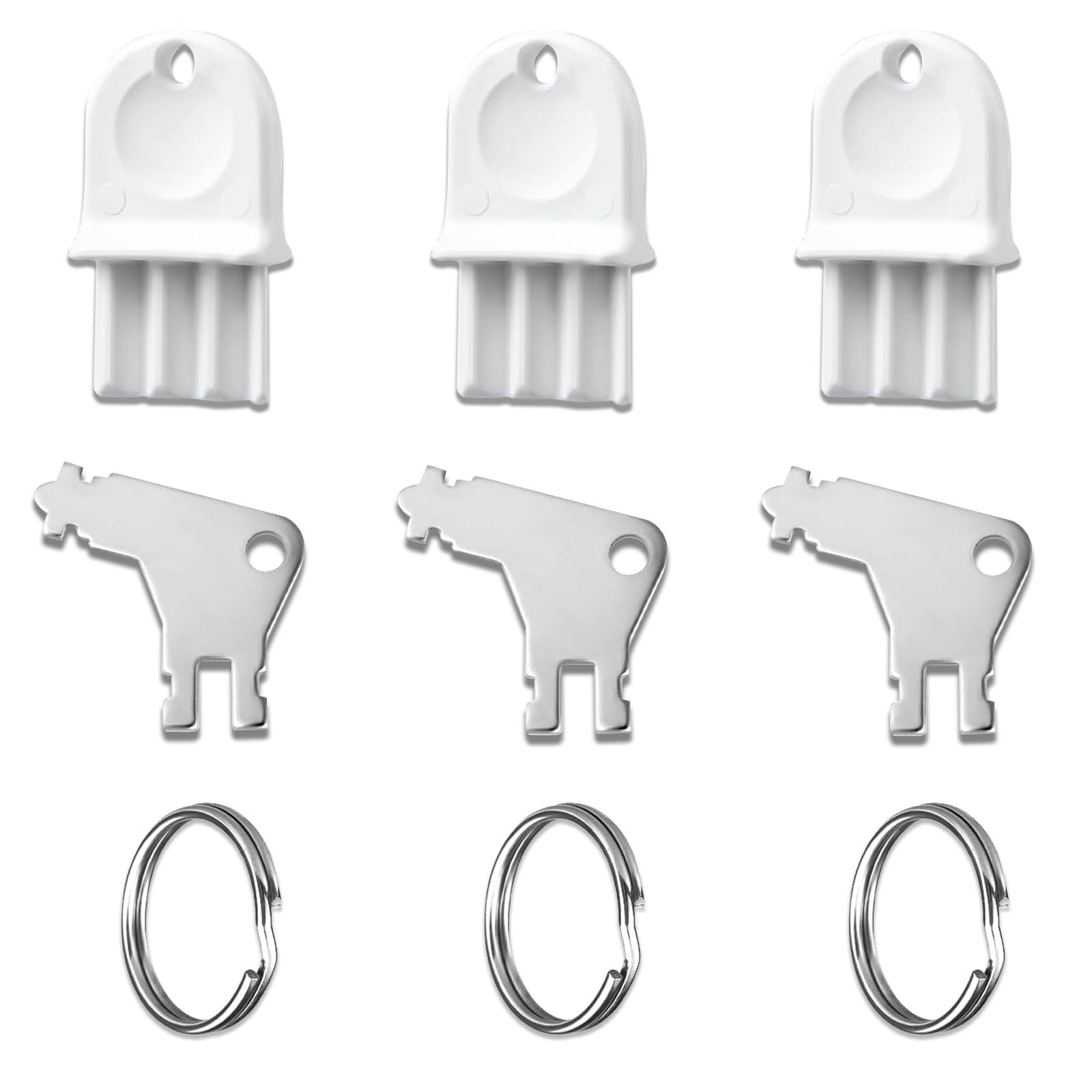 6pcs Universal Paper Towel Dispenser Keys - 2 Types Heavy Duty Toilet Paper Dispenser Keys with 3 Key Rings | Durable Bathroom & Commercial Use for Restaurants, Offices, Schools