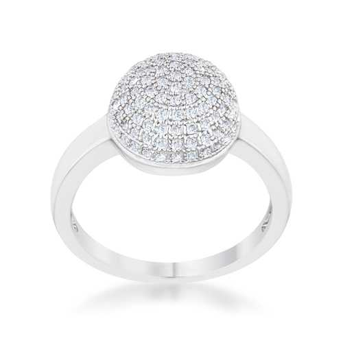 0.6ct Brie Cubic Zirconia Rhodium-Plated Contemporary Sphere Ring for Women - Elegant Fashion Jewelry for Parties, Weddings & Special Occasions