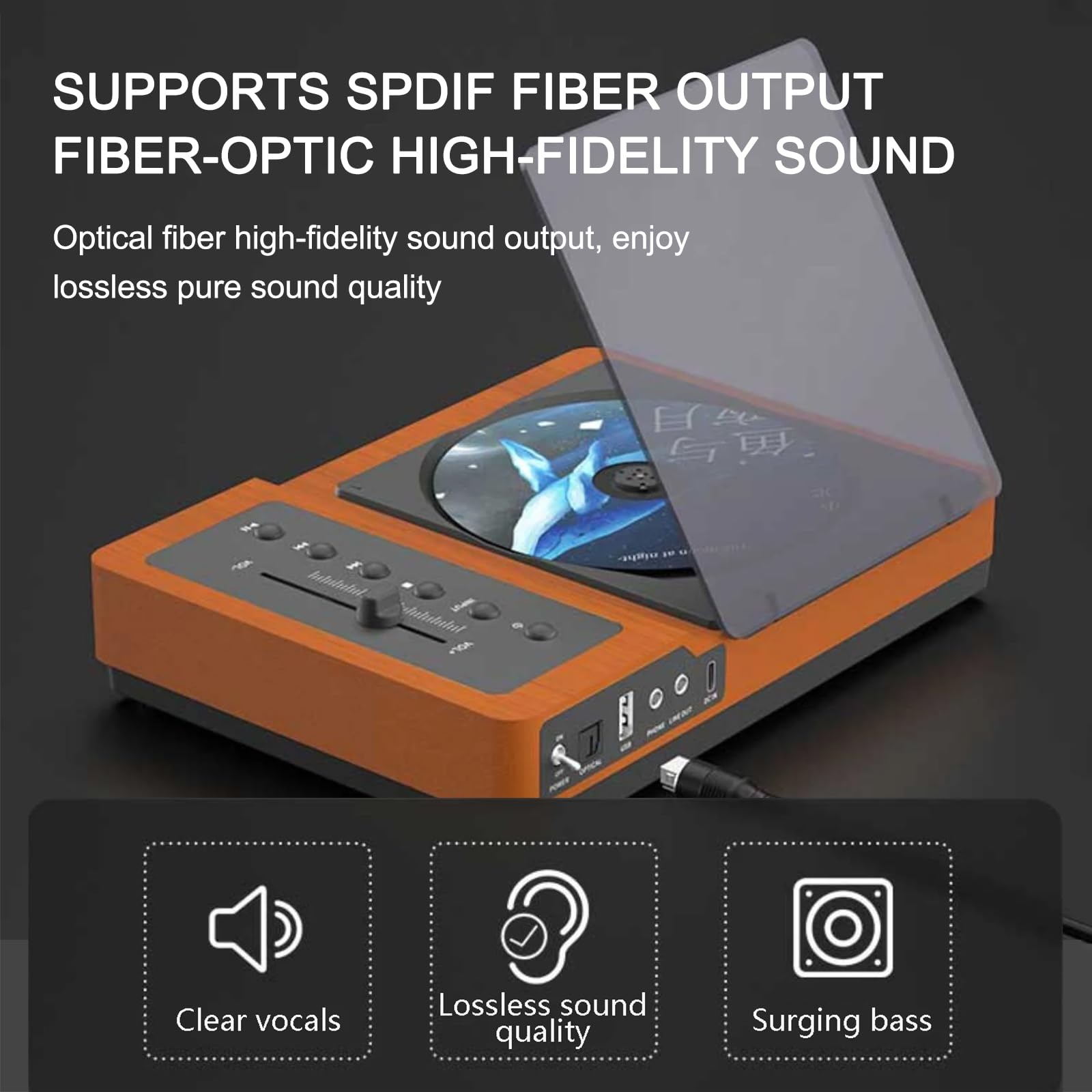 Vintage Bluetooth 5.2 CD Player with Adjustable Bass, Built-in Rechargeable Battery & IR Remote Control - Portable CD Player for Home, Car and Office Use