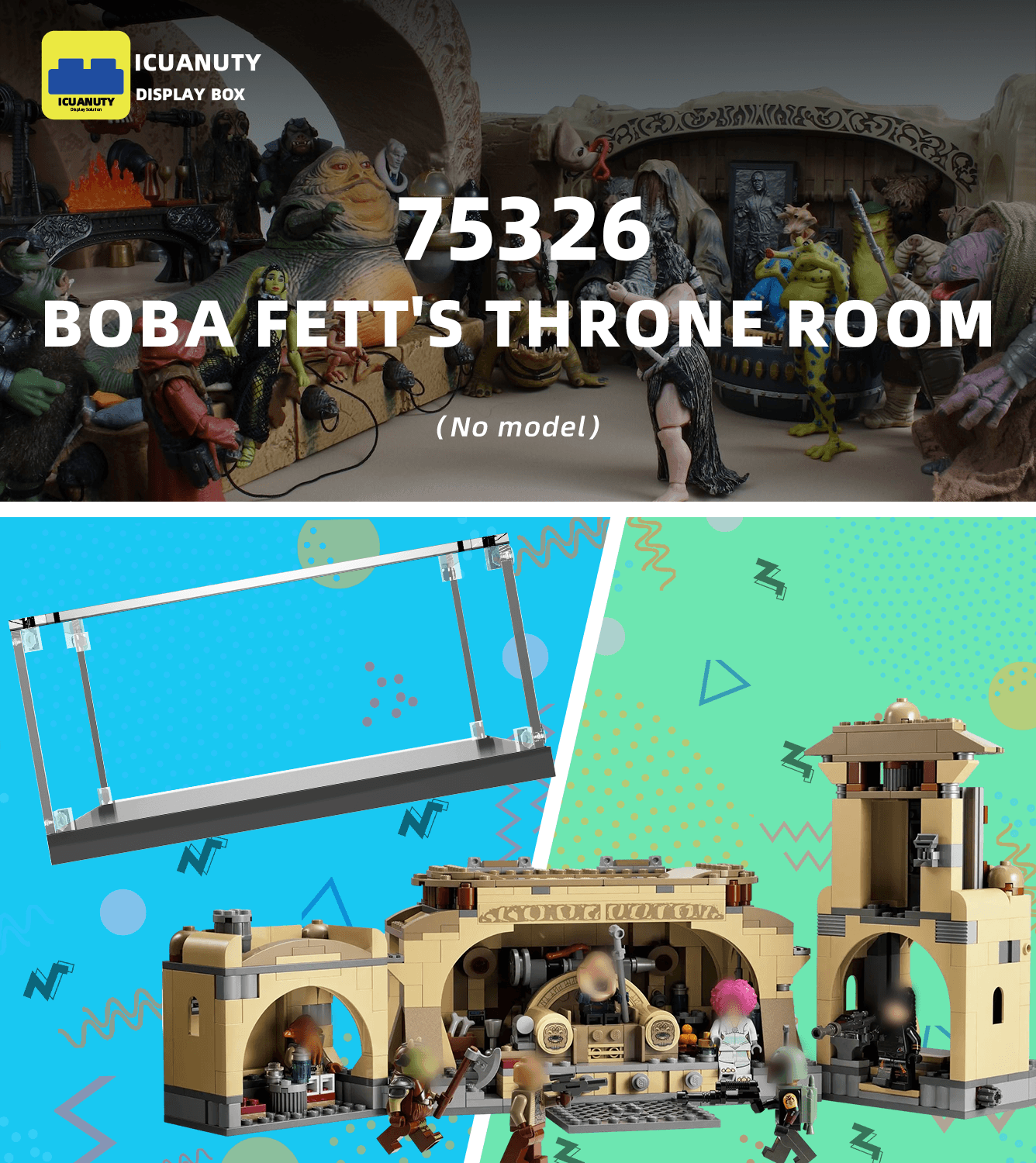 Lego Boba Fett's Throne Room 75326 Display Case - Premium Acrylic Showcase for Star Wars Collectibles | Perfect for Home Decor, Office Display & Gift Giving