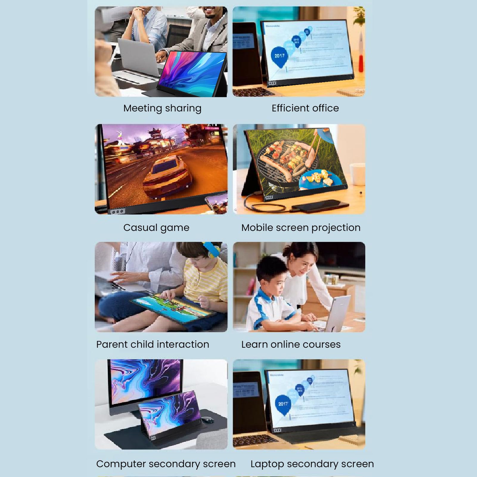 Xiuganpo 16 Inch Portable Monitor - 1920x1080P IPS Second Screen with USB-C - Ultra Slim Travel Monitor for Laptop/PC - Perfect for Gaming, Business Travel & Remote Work