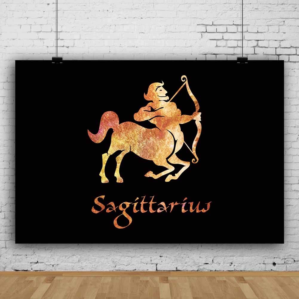 Baocicco 10x6.5ft Sagittarius Zodiac Photography Backdrop - Golden Constellation Pattern on Black Background for Astrology, Birthday Parties & Horoscope Photo Shoots | Perfect for Social Media Content, Baby Showers & Celestial-Themed Events