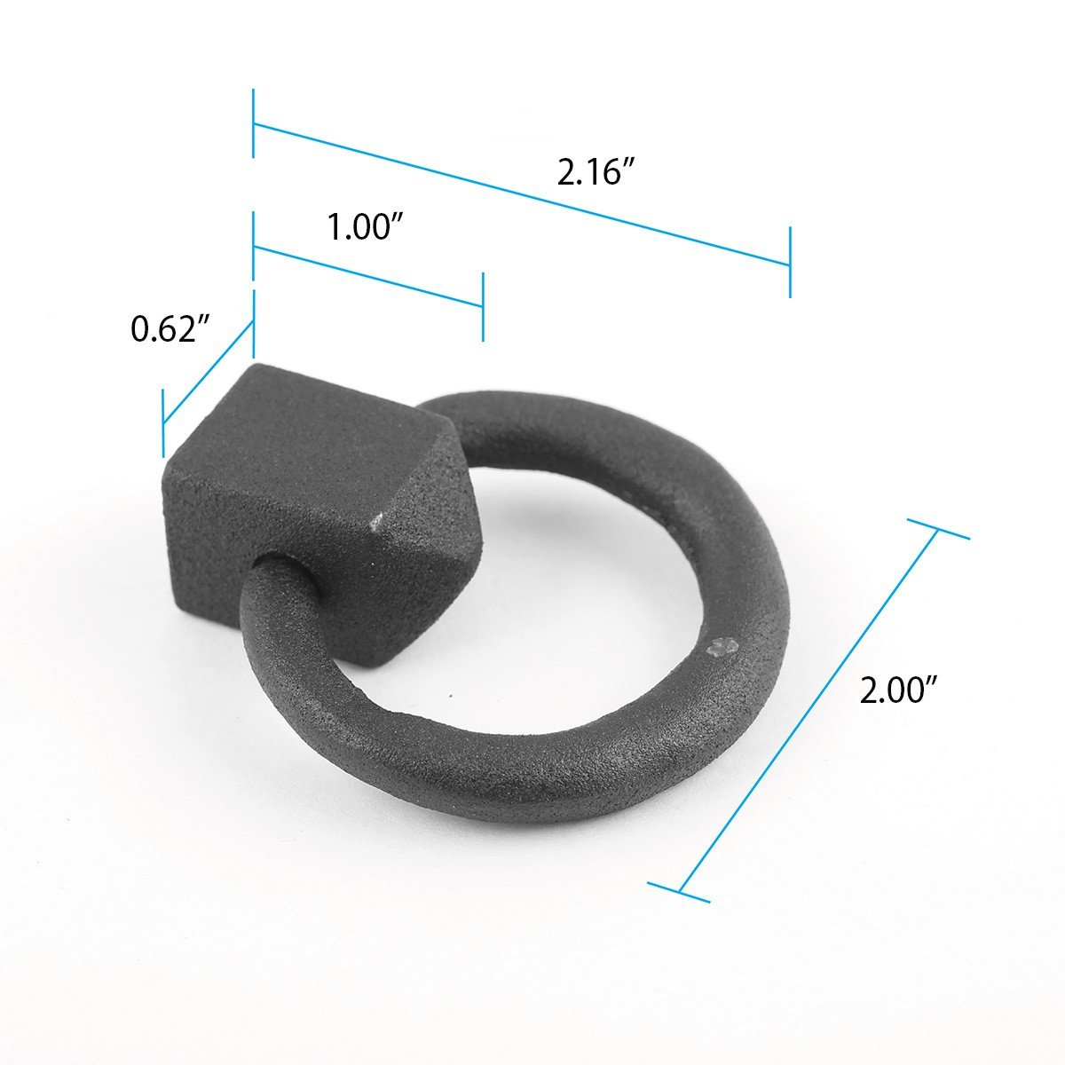 Black Cast Iron Ring Cabinet Handles 2 Inch - Pack of 12 with Hardware - Vintage Style Drawer Pulls for Kitchen, Bathroom & Furniture Renovation