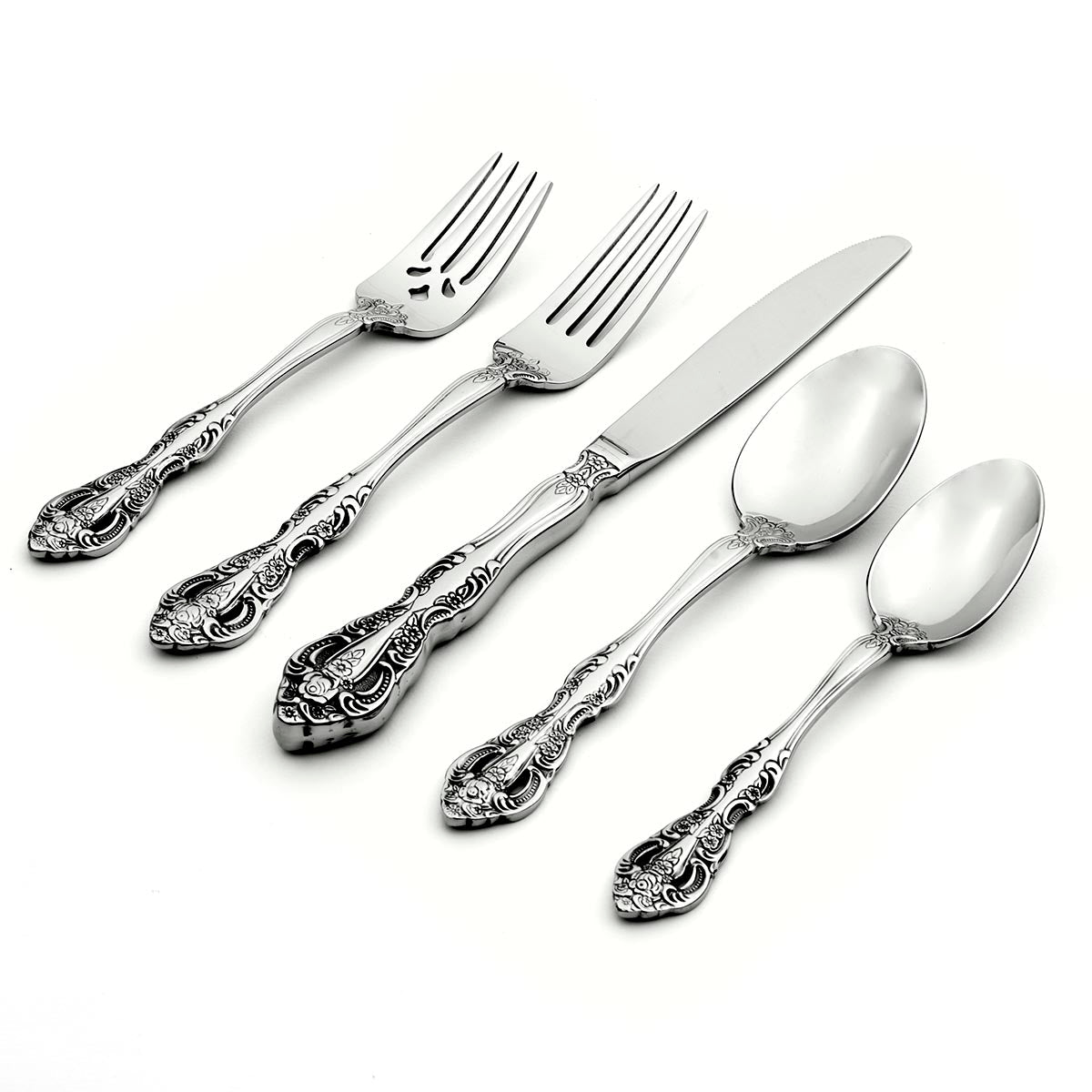 Michelangelo 45-Piece Stainless Steel Flatware Set - Elegant Silverware for 8 Place Settings - Perfect for Dinner Parties, Weddings & Everyday Dining