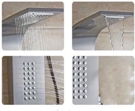 Stainless Steel Shower Panel Set with Dual Flow Overhead Waterfall & Hand Shower - Brushed Chrome Wall Mount Bathroom Fixture for Spa-Like Experience