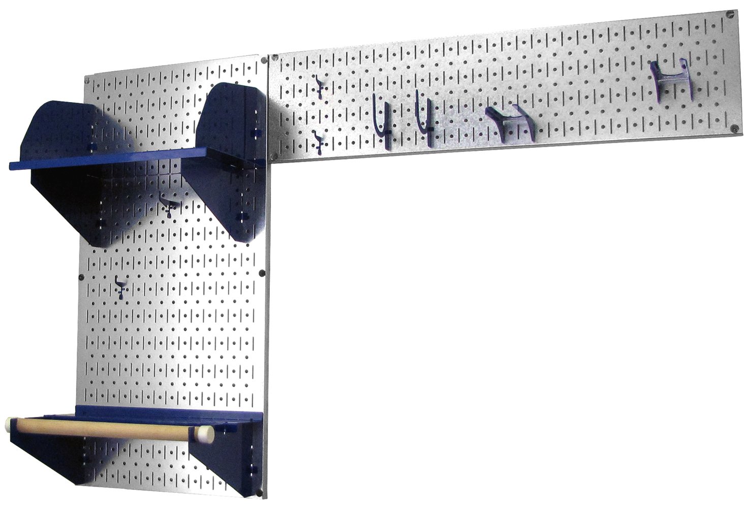 Wall Control Pegboard Garden Tool Organizer Kit - Heavy Duty Metal Pegboard with Blue Hooks for Garage, Shed & Workshop Storage | Perfect for Organizing Gardening Tools, DIY Supplies & Hardware Accessories