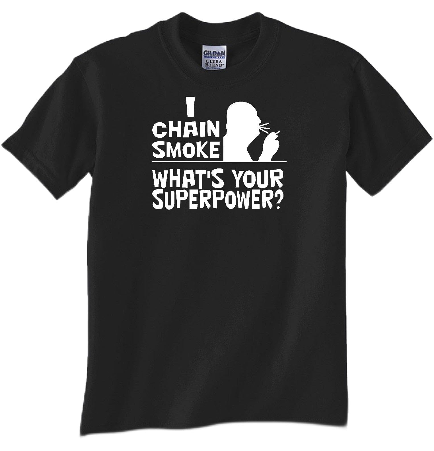 STUFF WITH ATTITUDE Chain Smoke Superpower Black Graphic T-Shirt for Men | Cool Streetwear Tee for Casual Wear, Concerts & Gaming