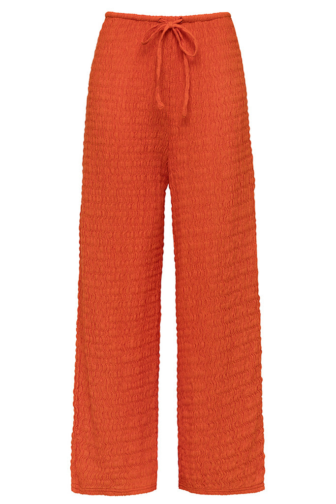 Montce Women's Drawstring Wide Leg Pants - Comfortable High Waisted Casual Lounge Pants in Tangerine Orange | Perfect for Yoga, Travel & Relaxing at Home