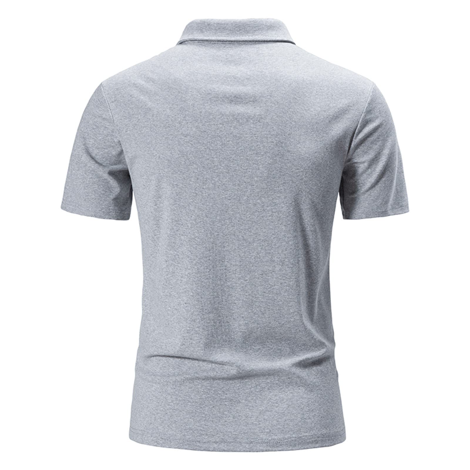 Men's Breathable Cotton Short Sleeve T-Shirt - Wicking Sports Tee for Spring & Summer | Casual Lapel Shirt in Elegant White & Grey (Size M) | Perfect for Gym, Running & Outdoor Activities