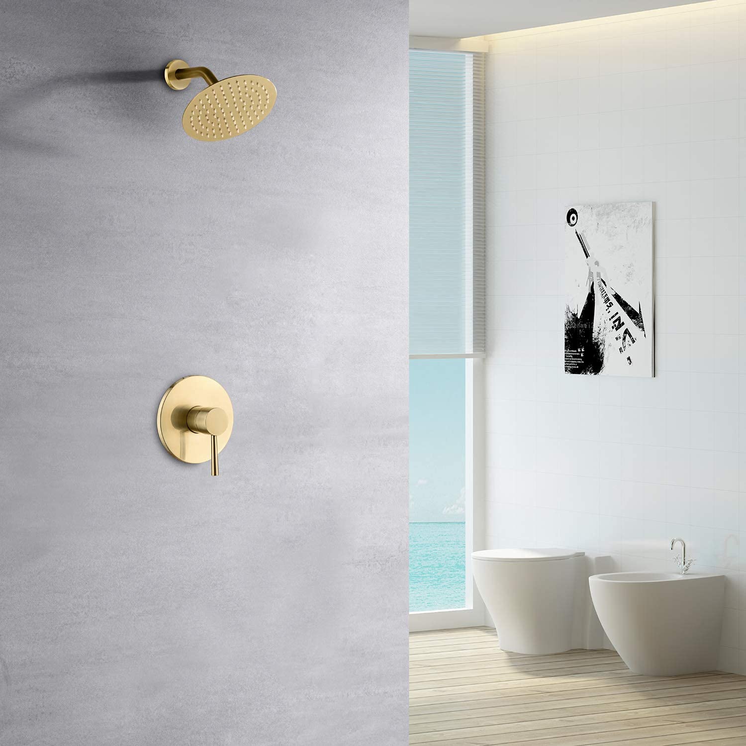 Brushed Gold Shower Faucet S3221BGI & Tub Shower Faucet S3230BGI Set - Luxury Bathroom Fixtures for Modern Homes - Perfect for Spa-Like Showers and Relaxing Baths