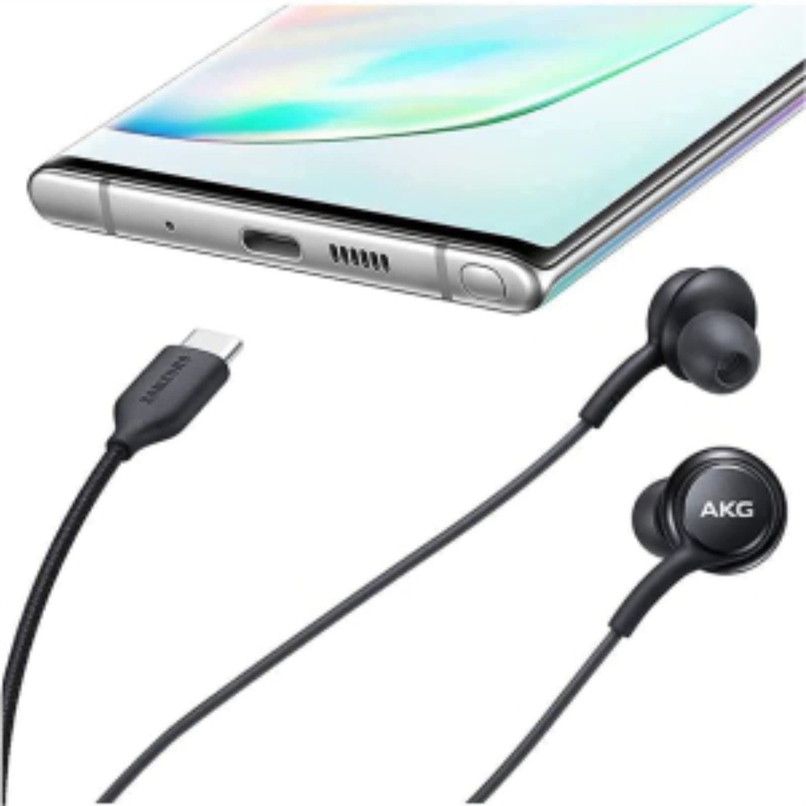 2024 AKG Designed In-Ear Stereo Headphones with Microphone & Volume Control - Compatible with Samsung Galaxy S24/S23/S22/S21/S20 Ultra & Note 10+ - Type-C Connector (Black) - Perfect for Gaming, Music & Hands-Free Calls
