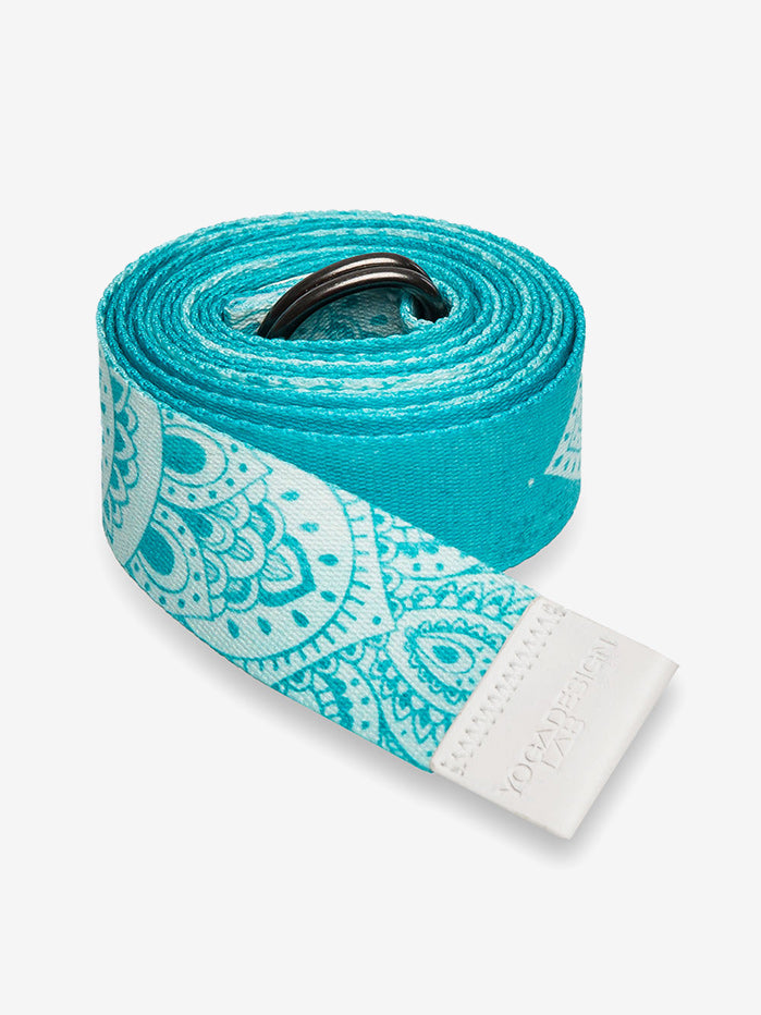 Yoga Design Lab Premium Yoga Strap with Mandala Pattern in Turquoise - Ideal for Yoga, Pilates, Stretching & Fitness Training