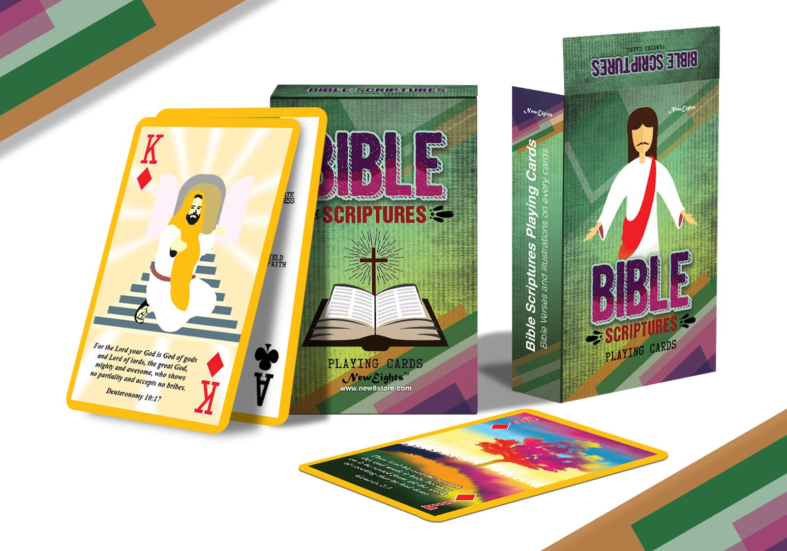 Bible Scriptures Playing Cards (2-Deck) - Christian Bible Study Cards for Kids & Adults - Perfect for Church, Sunday School, Family Game Night & Religious Education Gifts