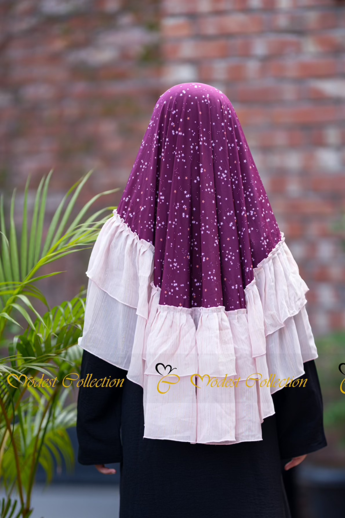 Purple Baby Hijab with Double Frill - Soft & Comfortable Islamic Headscarf for Toddlers - Perfect for Prayer, Parties, and Everyday Wear