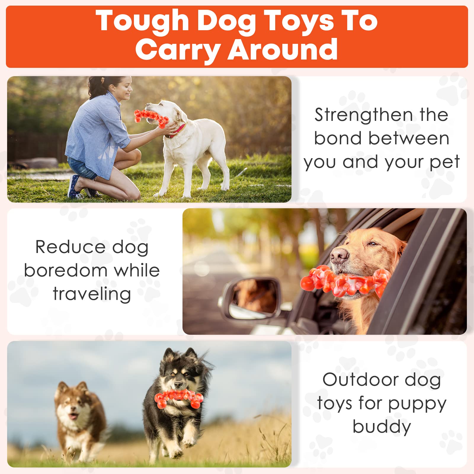 Durable Indestructible Dog Chew Toys for Aggressive Chewers - Tough Training & Teeth Cleaning Toys for Large Breed Dogs - Long-Lasting Busy Toy for Playtime, Crate Training & Anxiety Relief