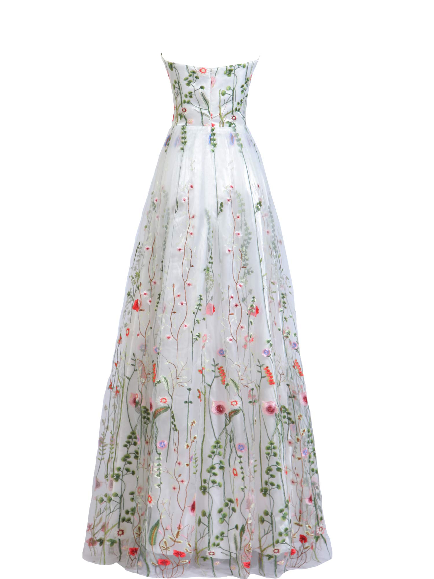 LIPOSA Women's Sweetheart Neck Floral Embroidered Formal Evening Gown A-Line Maxi Prom Dress for Wedding, Party & Special Occasions