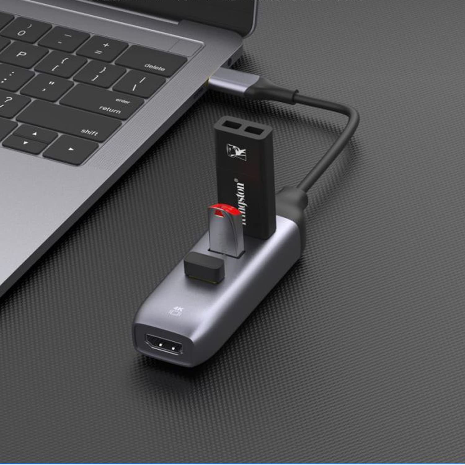 USB C to HDMI Adapter with 3-Port USB 3.0 Hub - 4K Video Output for MacBook Pro/Air, iPad, Dell XPS 13/15, Surface Pro & Android Devices | DP Alt Mode Required | Perfect for Home Office, Conference Presentations & Multi-Screen Entertainment