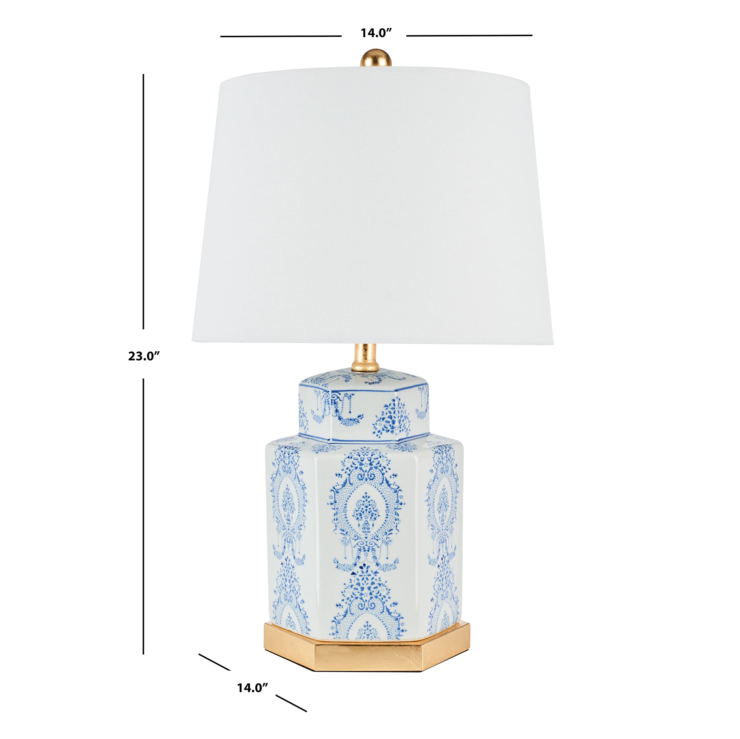 SAFAVIEH Bodin Blue and White 23-inch Table Lamp Set of 2 with LED Bulbs - Modern Bedside Lighting for Bedroom, Living Room & Home Office - Perfect for Reading, Decor & Ambient Lighting