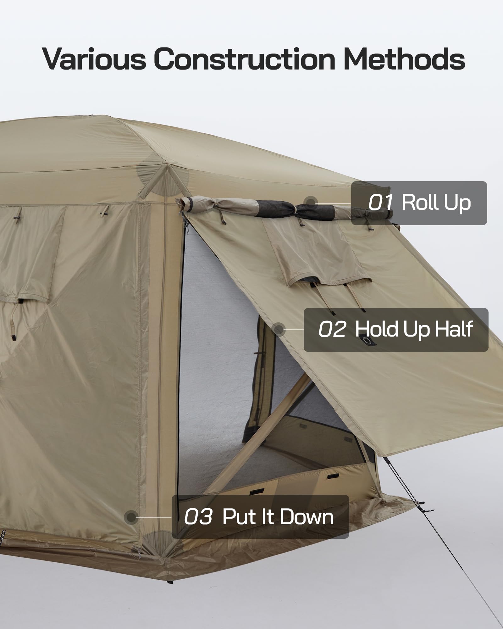 12x12 FT Pop Up Gazebo Tent with Awnings & Sidewalls - Portable Outdoor Canopy Shelter for Camping, Patio, Backyard - Waterproof 6-Sided Screen Tent for 8 Person Family Gatherings, Picnics & Outdoor Events