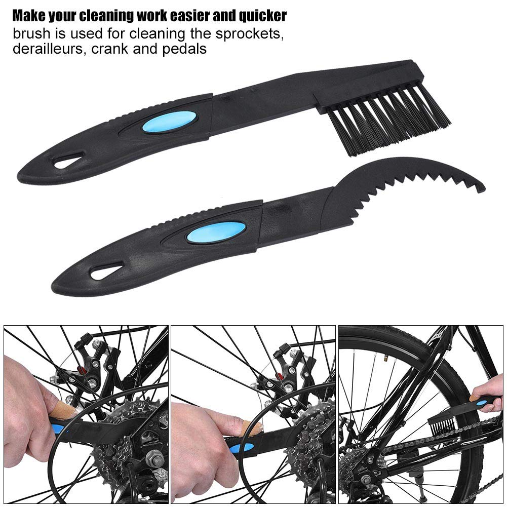 **2-Pack Black Plastic Sprocket Cleaning Brush Kit - Chain & Crank Sprocket Cleaning Tool for Bike Maintenance - Perfect for Mountain, Road & BMX Bikes**