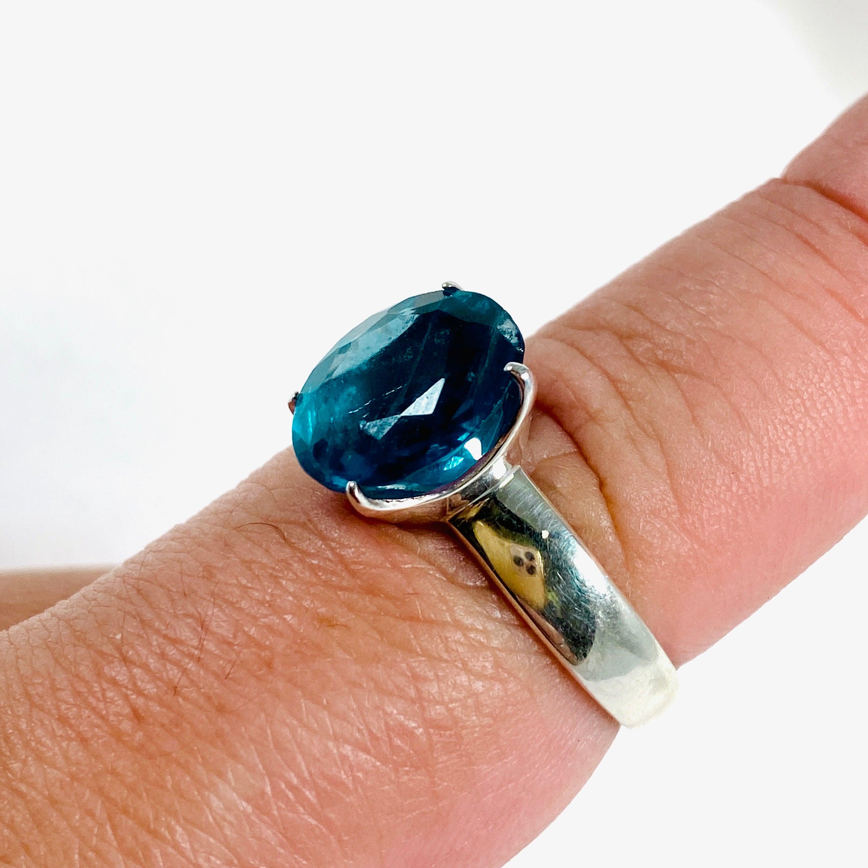 Fluorite Oval Faceted Ring - Size 9.5 - PRGJ306a - Elegant Gemstone Jewelry for Women, Perfect for Weddings, Parties & Special Occasions