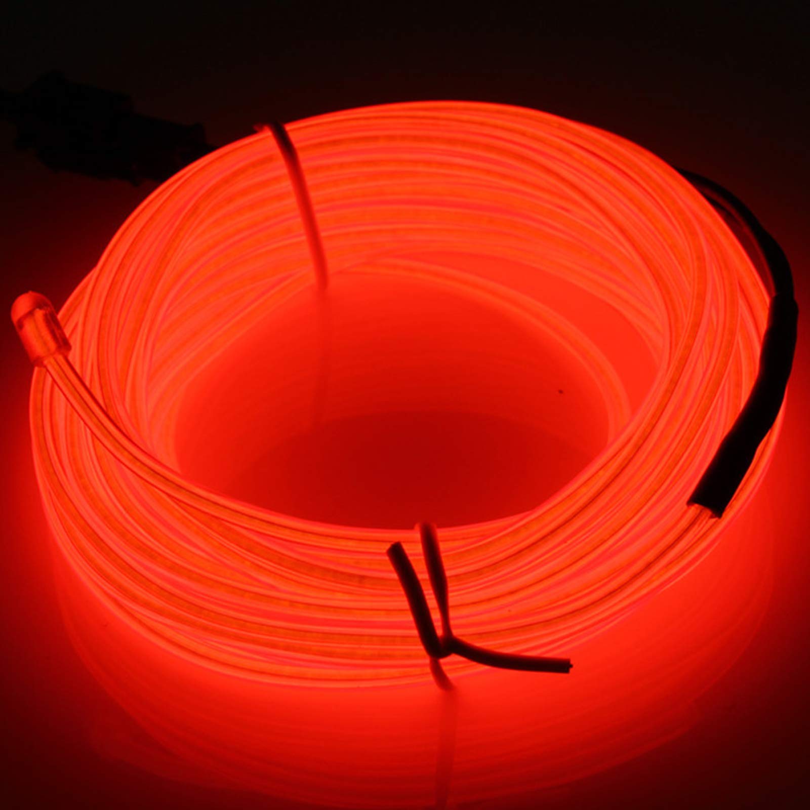 JIGUOOR 9.8ft EL Wire Battery Pack - Bright Neon Light Strip with 360° Illumination for DIY, Parties, Halloween & Christmas Decorations - Perfect for Home, Pub, Festival & Nighttime Events (3m, Red)
