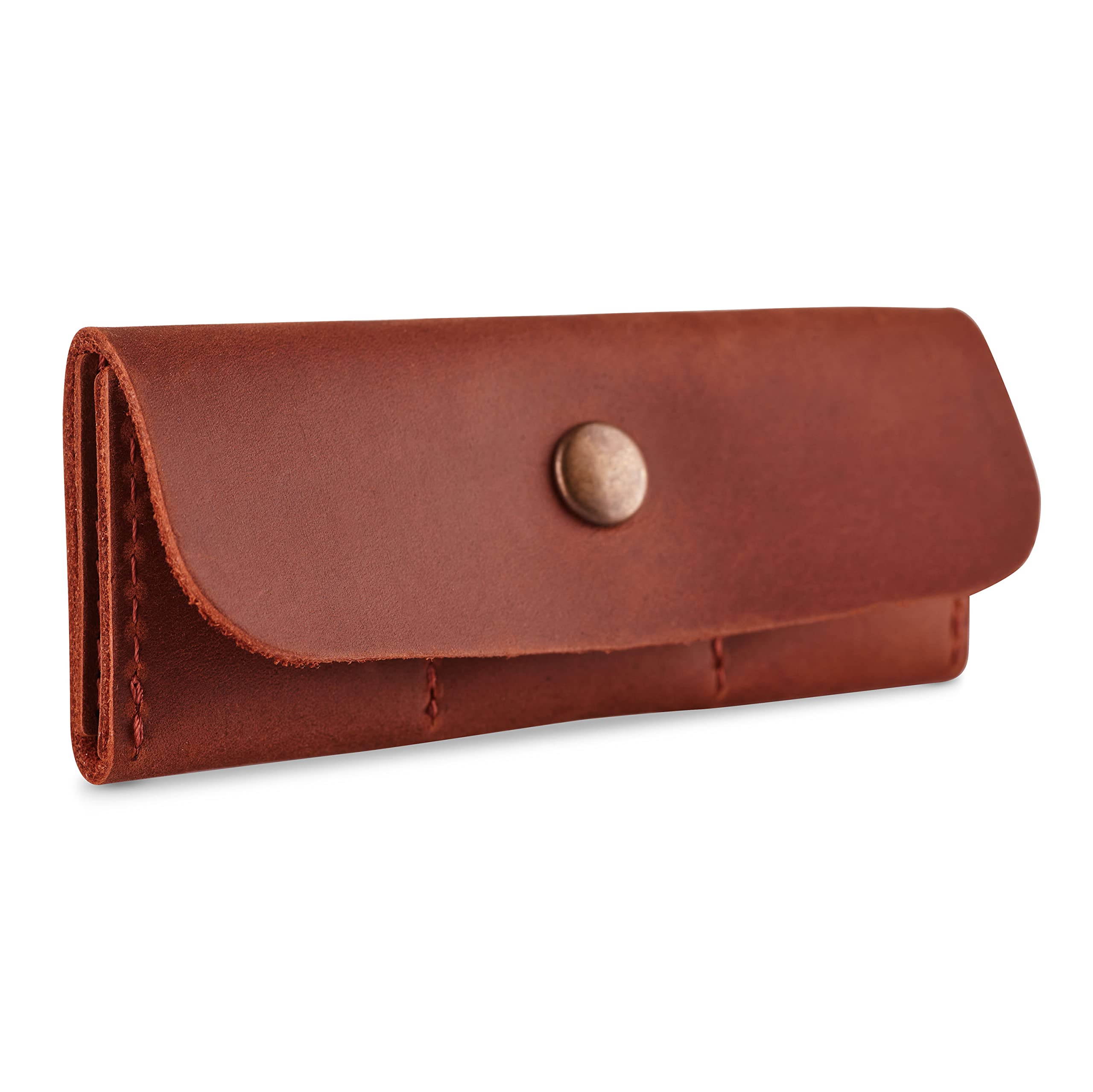 Premium Leather Guitar Pick Holder Case - Durable Plectrum Storage Bag with Secure Cover - Ideal Gift for Guitarists & Musicians (Cognac Brown) - Perfect for Practice, Gigs & Travel Accessories