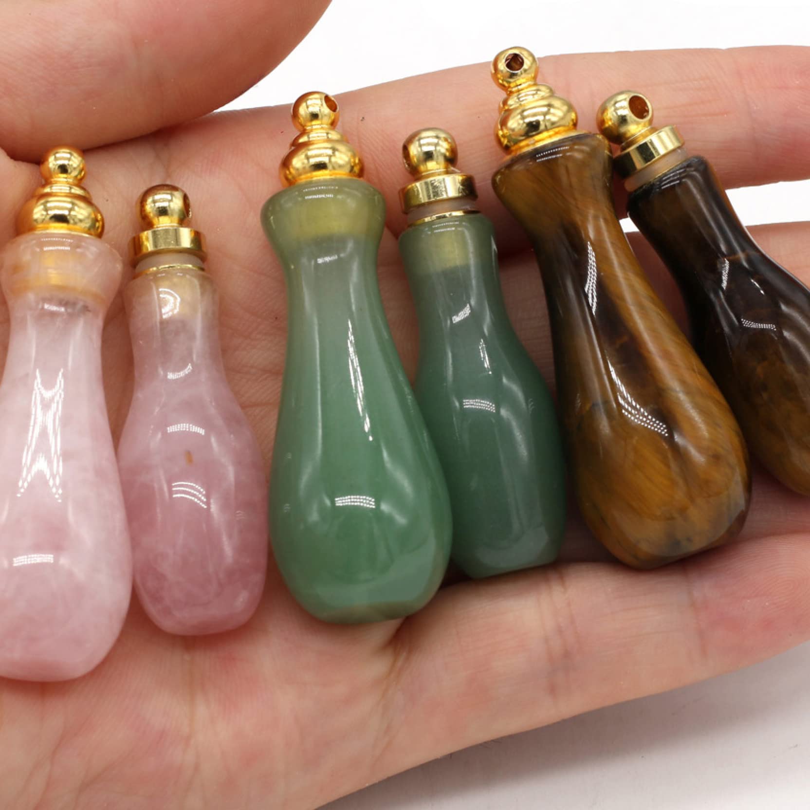 Natural Crystal Tiger Eye Stone Perfume Bottle Pendant Necklace - Elegant Women's Jewelry Gift for Aromatherapy & Spiritual Healing (Great for Meditation, Yoga & Special Occasions)