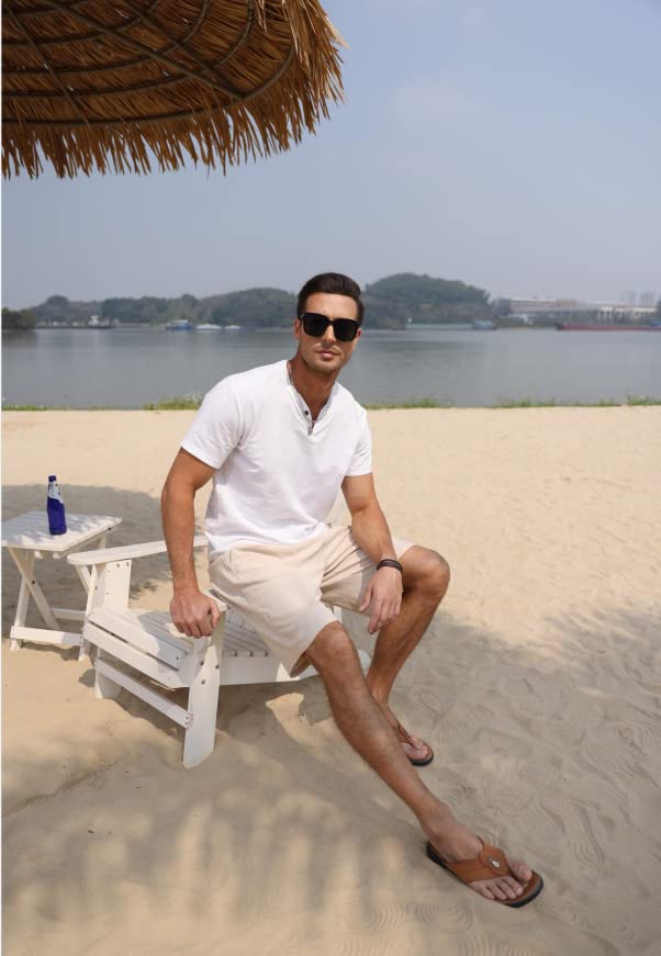 **Men's Cotton Linen Shorts - Summer Casual Joggers with Elastic Waist & Pockets (Sizes M-3XL) | Perfect for Outdoor Activities, Beach, and Lounge Wear**