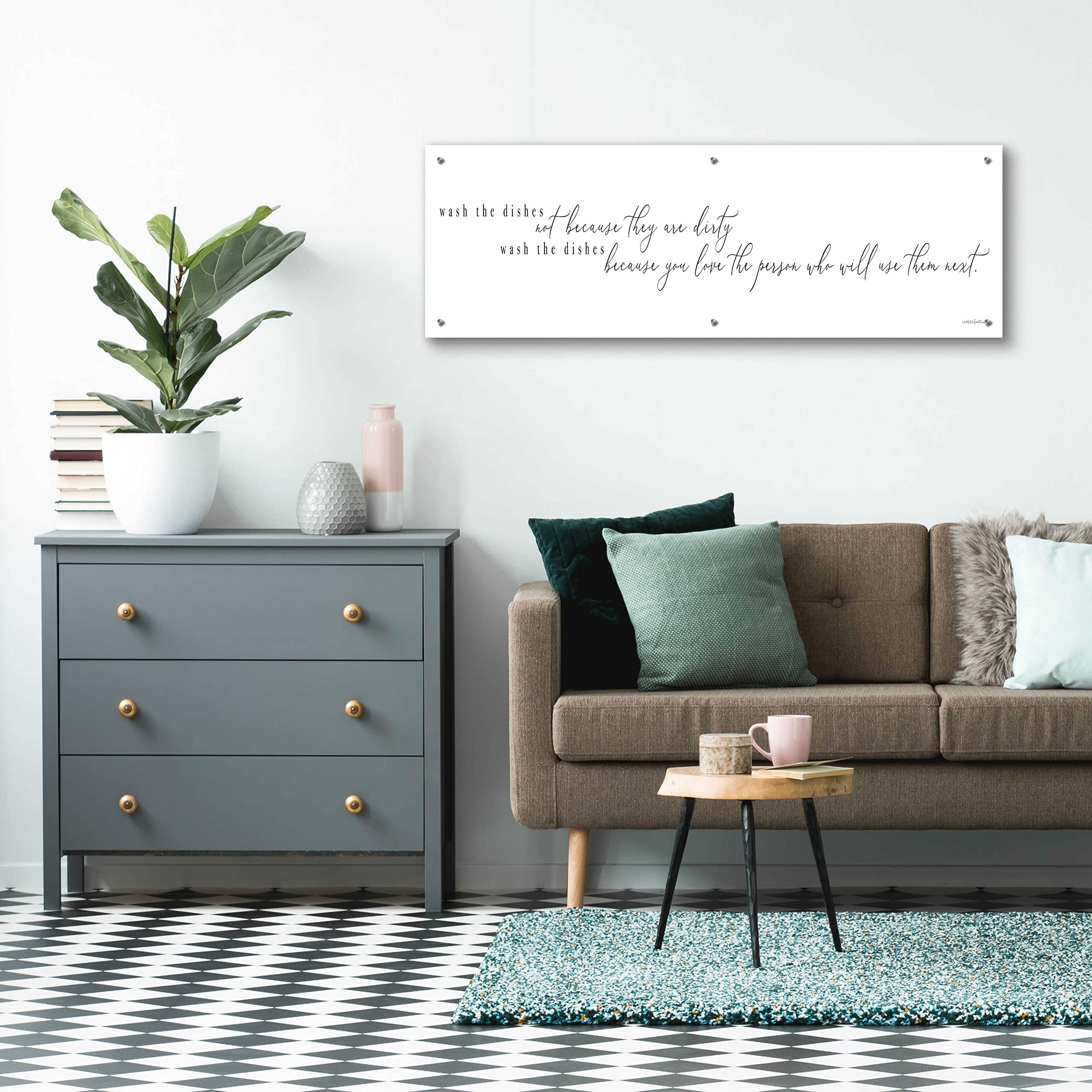 Epic Art 'Wash The Dishes' by Kamdon Kreations - 48x16 Inch Modern Acrylic Glass Wall Decor - Perfect for Kitchen, Dining Room & Funny Home Decor