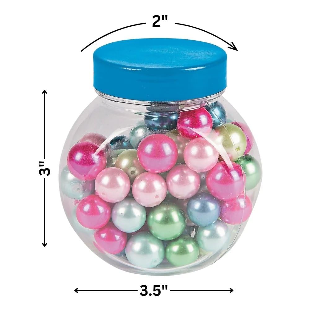 Fun Express Small Round Storage Jars with Bright Lids - Set of 12 - Perfect for Craft Supplies, Classroom Organization & Office Storage - Ideal for Beads, Buttons, Stationery & Small Item Storage