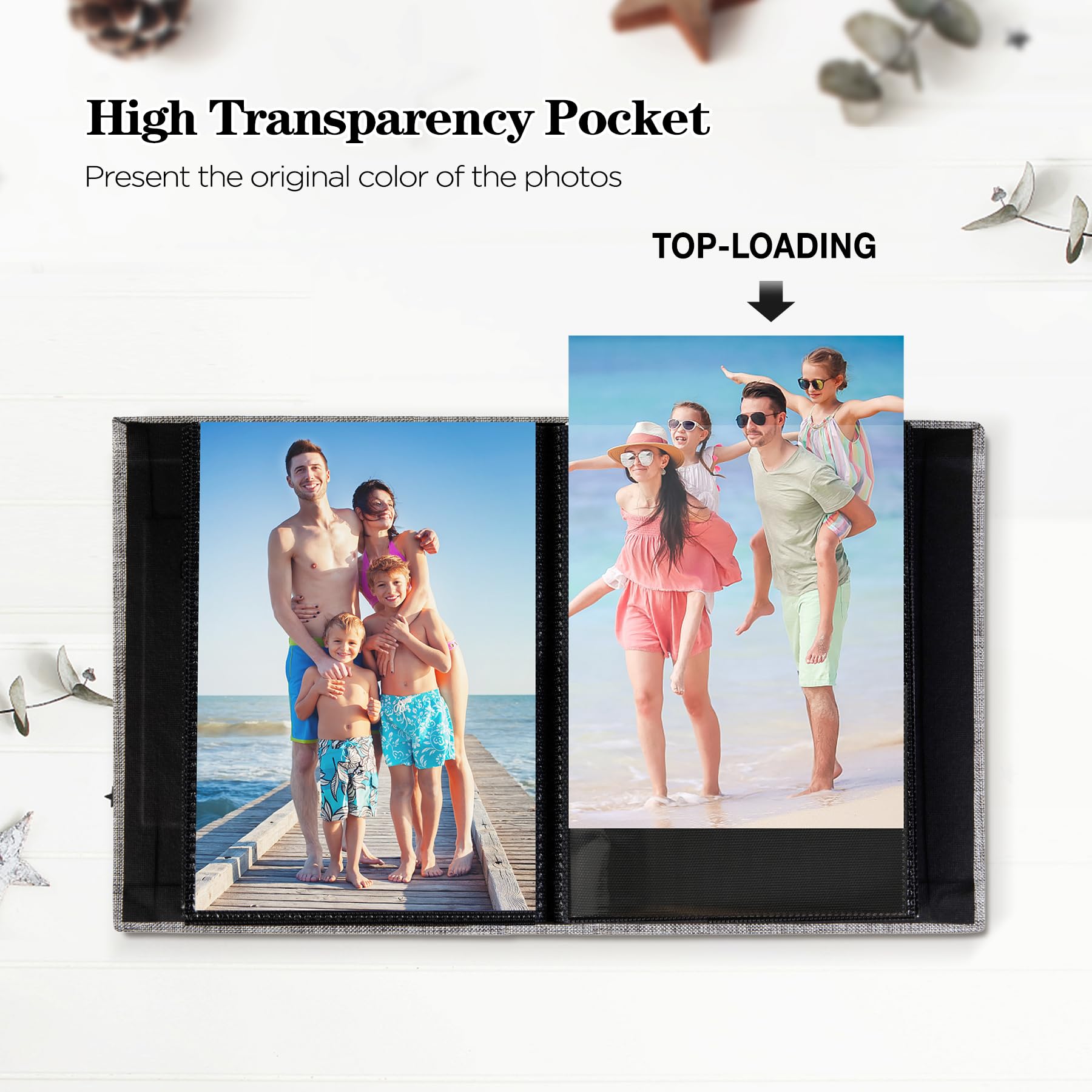 2 Pack Small 5x7 Photo Album with Linen Cover & Display Window - Holds 52 Vertical Pockets for Artwork, Postcards, Pictures Storage - Perfect for Wedding, Baby Photos & Travel Memories (Red)