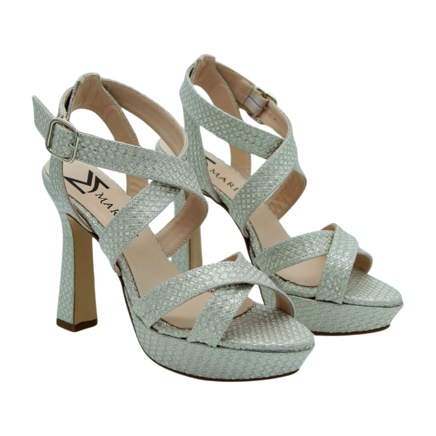 MARIAN Silver Shimmer Platform Sandals for Women - Comfortable High Heel Summer Beach Wedding Party Shoes | Perfect for Bridesmaids, Vacation & Night Out