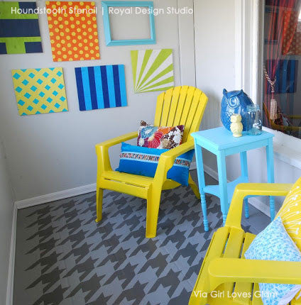 Houndstooth Pattern Wall Stencil - DIY Home Decor for Living Room, Bedroom, and Office - Reusable Painting Template for Creative Wall Designs