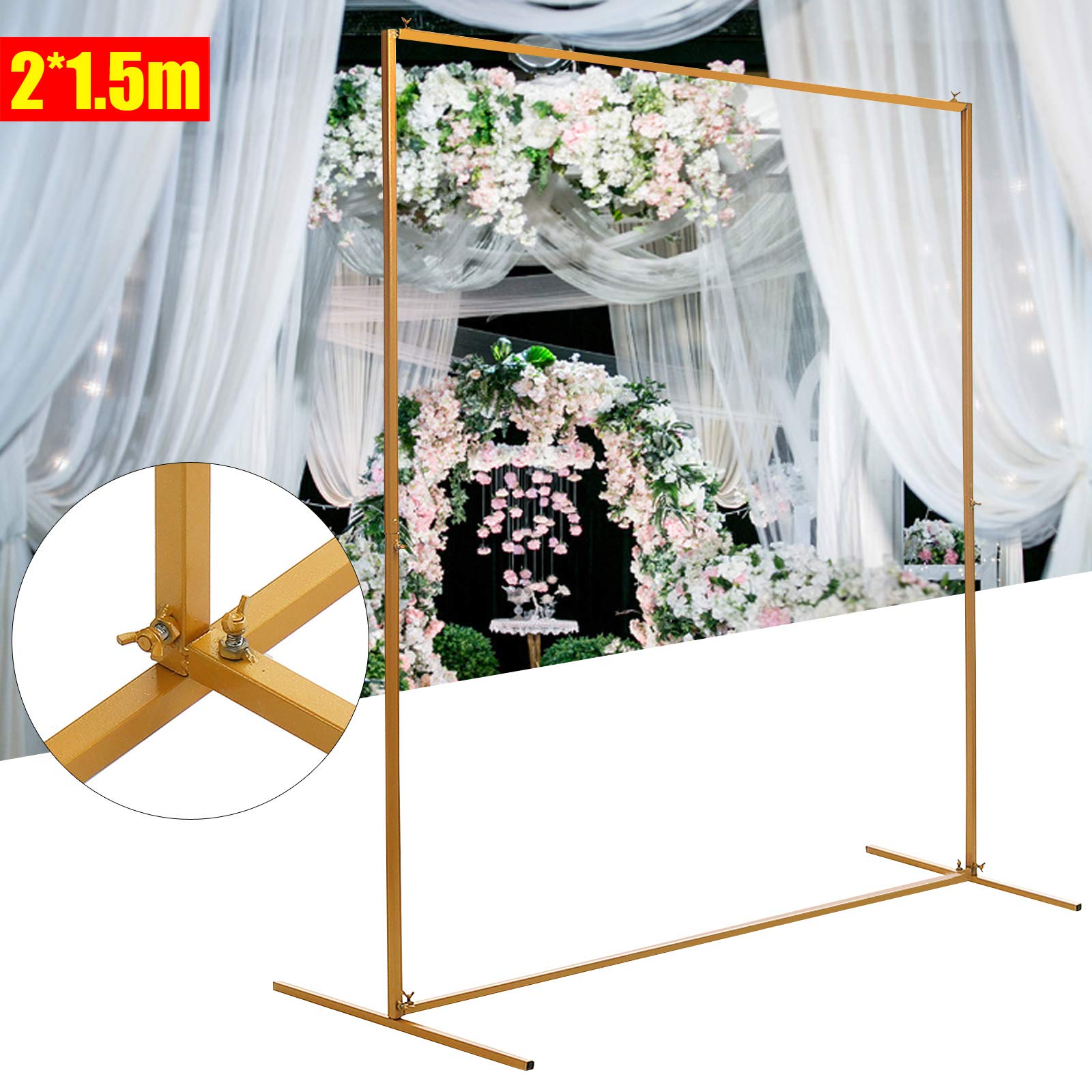 2X1.5M Decorative Square Wedding Arch Stand with Bases - Sturdy Metal Wedding Archway & Iron Frame for Photo Booth, Ceremony, Reception - Perfect for Outdoor Garden, Party Decor & Backdrop (Ideal for Weddings, Anniversaries, Birthday Celebrations)