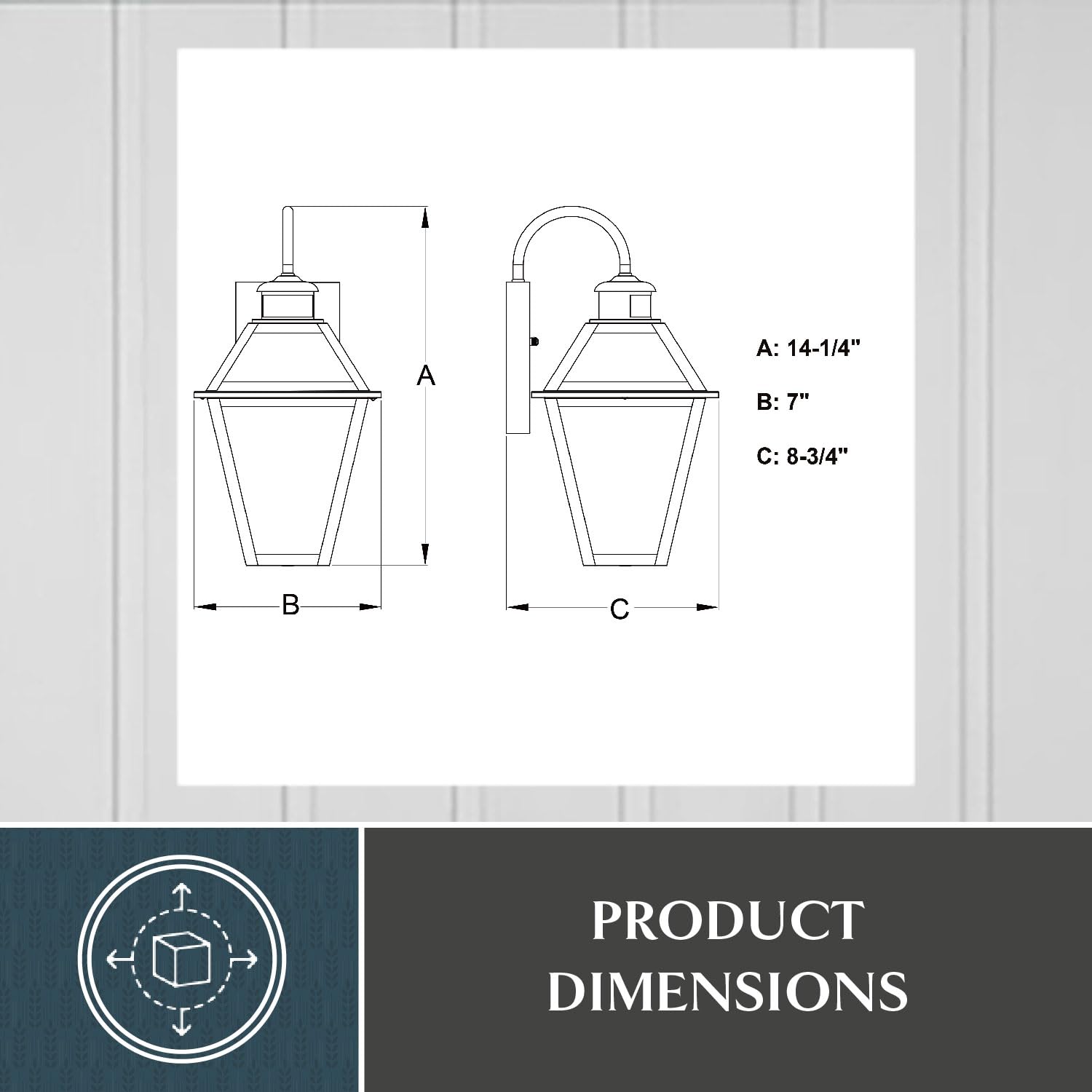 VAXCEL Nottingham 7-inch Black Motion Sensor Outdoor Wall Light with Clear Glass - Weatherproof Dusk to Dawn Security Lighting for Porch, Garage & Entryway