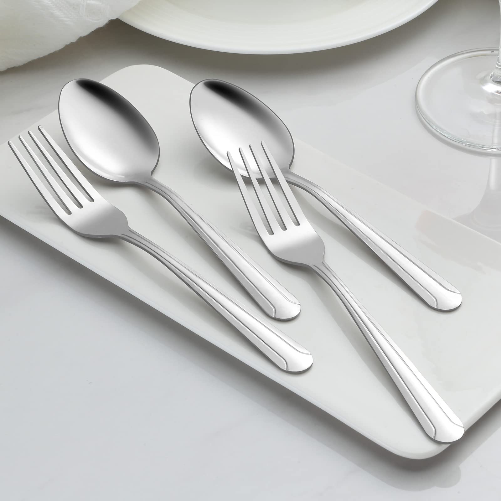 BEWOS 24-Piece Stainless Steel Dinner Forks Set - 8.2 Inch Mirror Polished Silverware for Home, Kitchen & Restaurant Use - Dishwasher Safe Flatware for Everyday Dining, Parties & Catering Events