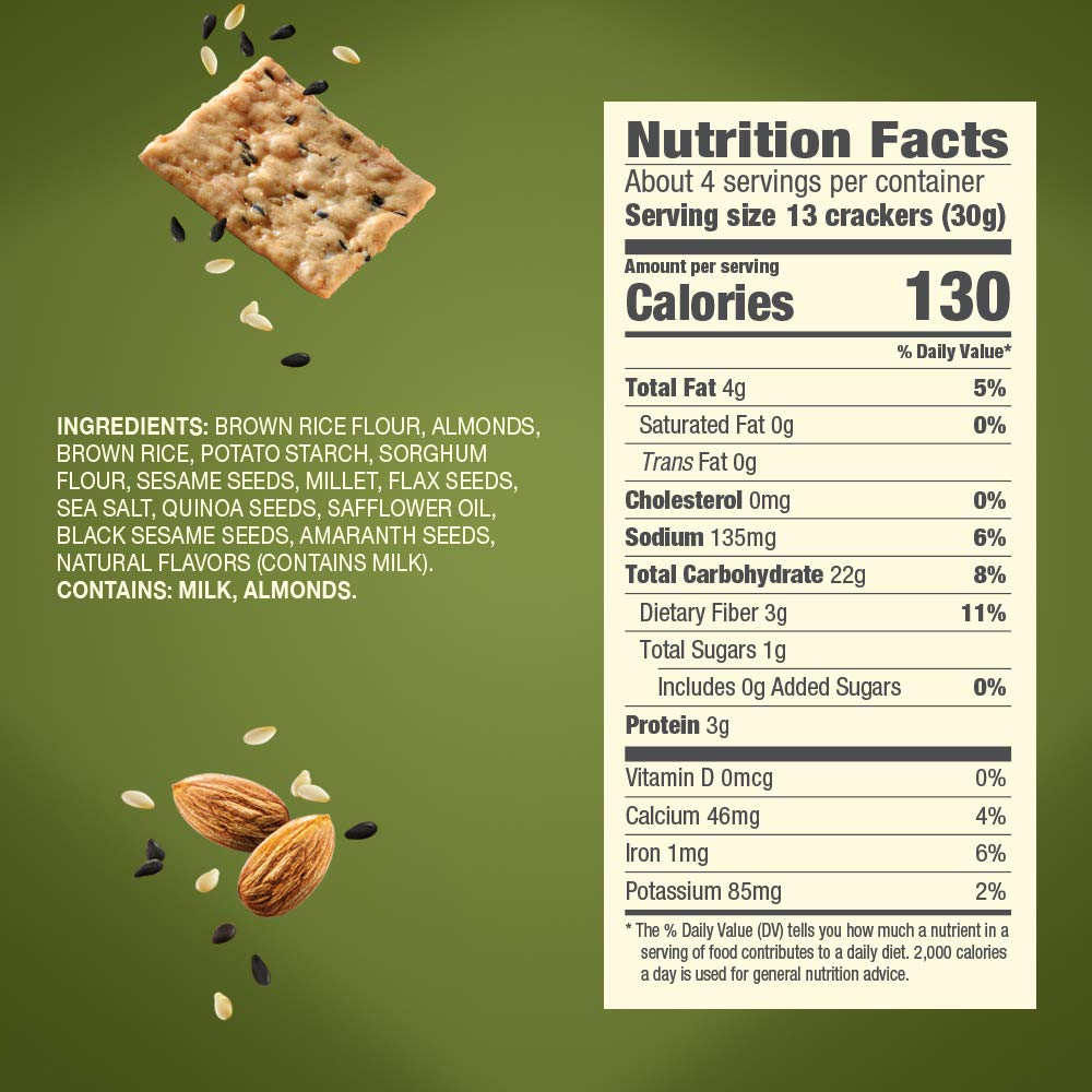 Blue Diamond Almonds Artisan Nut Thins Crackers - Sesame Seed Gluten-Free Snacks, 4.25oz (Pack of 12) | Healthy On-The-Go Snack for Office, Travel & Parties