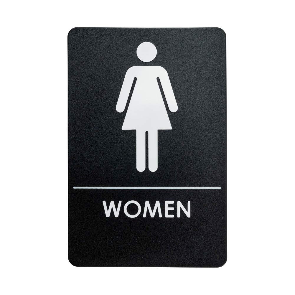 ADA Compliant Women's Restroom Sign - Black & White Bathroom Sign with Adhesive Tape & Instructions - 24 Pack - Perfect for Offices, Restaurants & Public Facilities